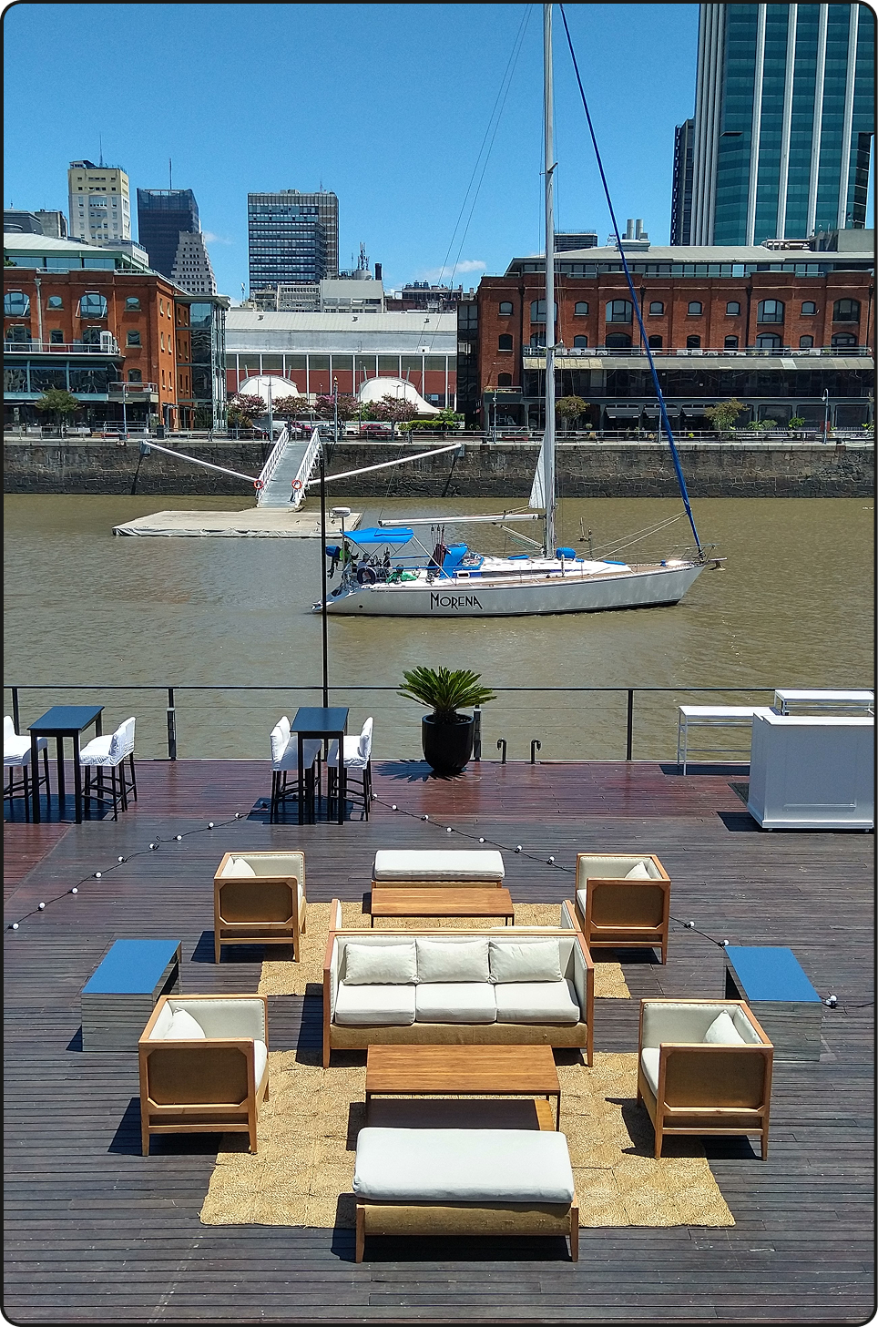Example of Wood collection usage at floating dock in Puerto Madero, Buenos Aires